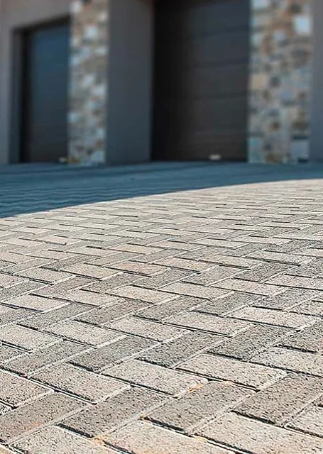 Modern grey paving in an office reception courtyard in Gauteng